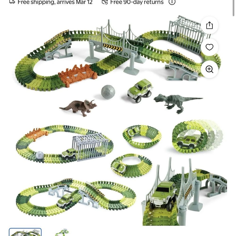 Dinosaur Track Set with Cars and Bridges